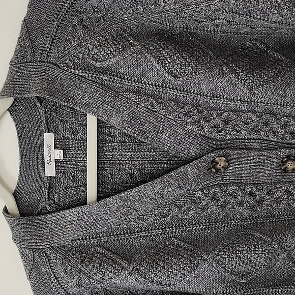Madewell Women’s Knit Crop Gray Cardigan Sweater, Medium, Sparkle size Medium - Picture 7 of 16
